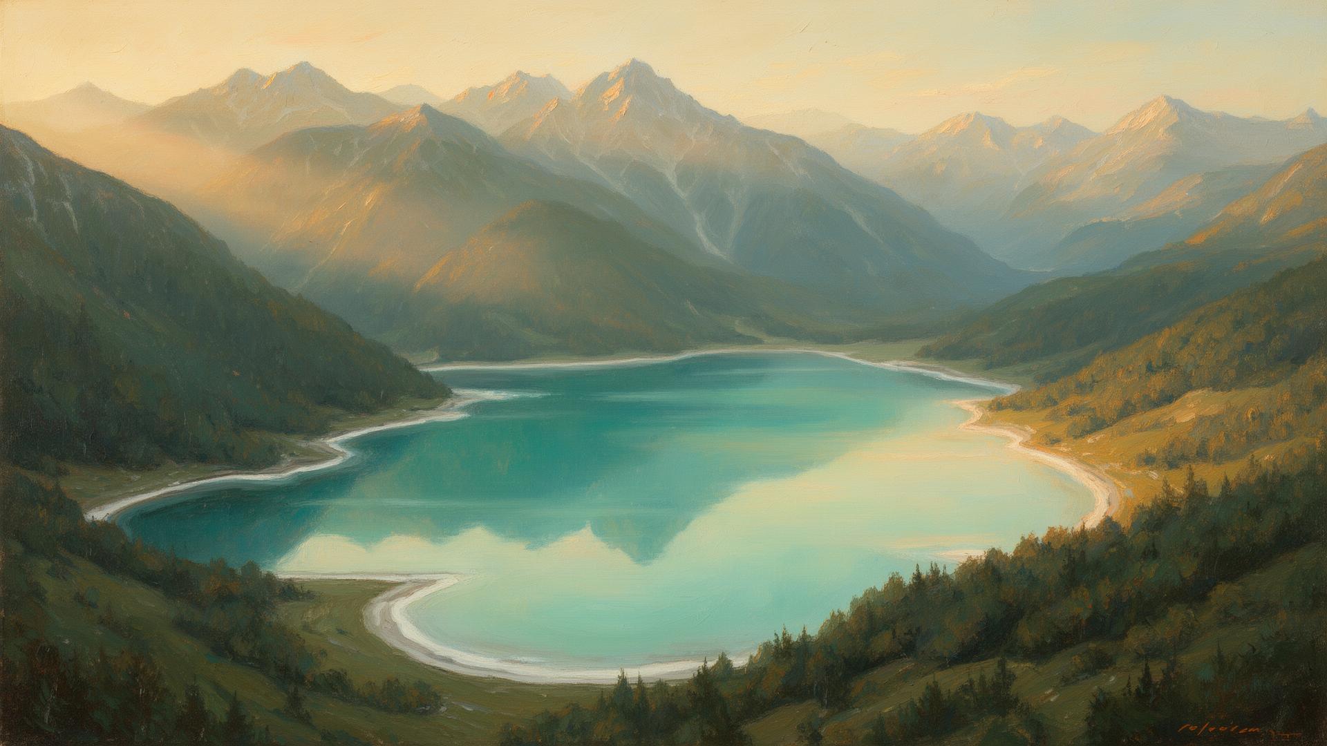 Turquoise salt lake in the Carpathian mountains